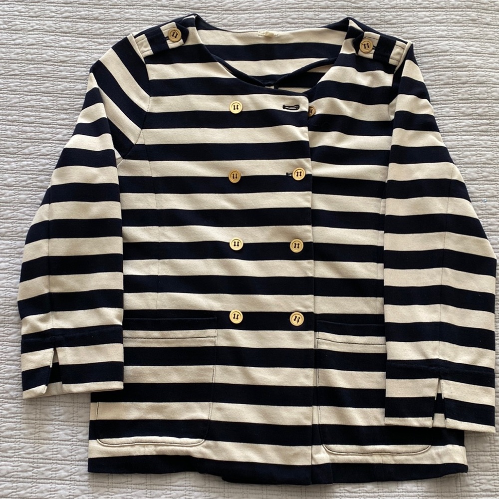 J Crew Navy Striped Jacket M